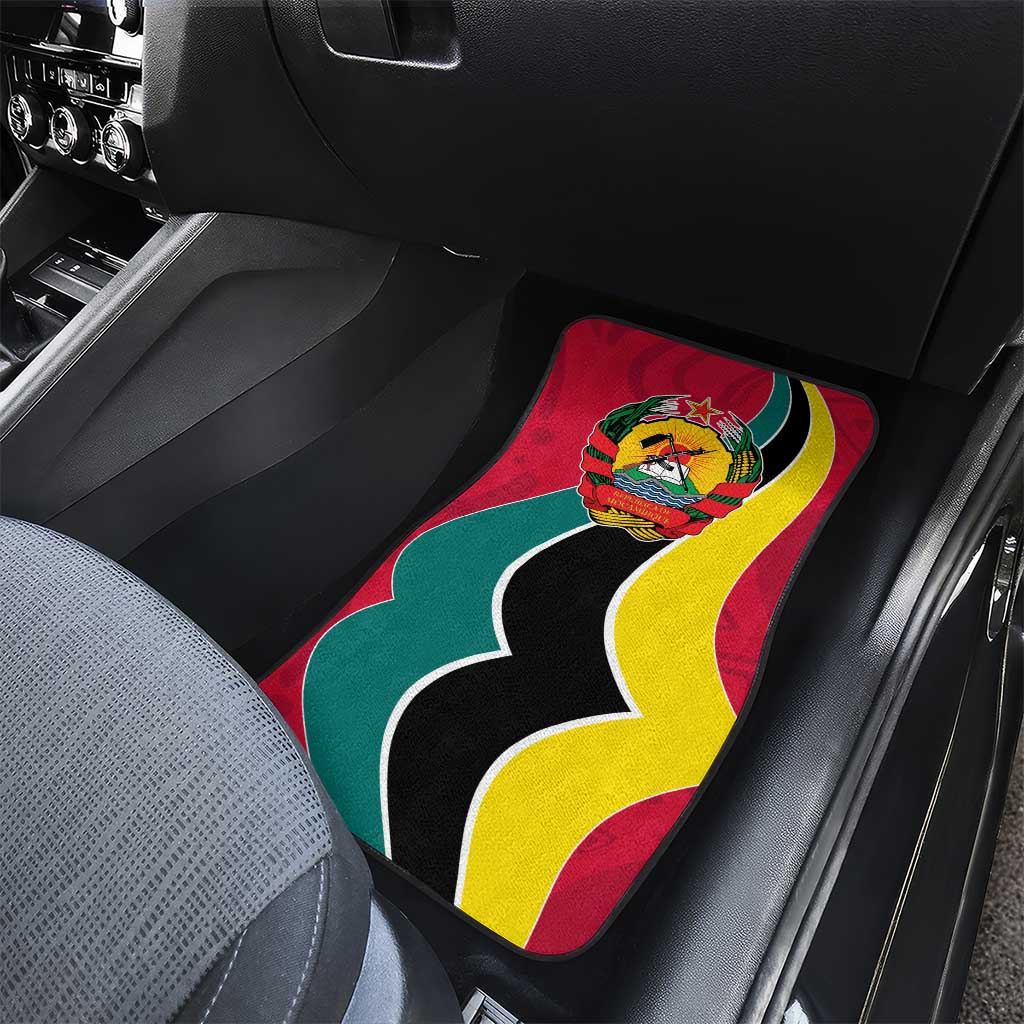 Mozambique Car Mats Red Yellow Green Wave Design - African Pride