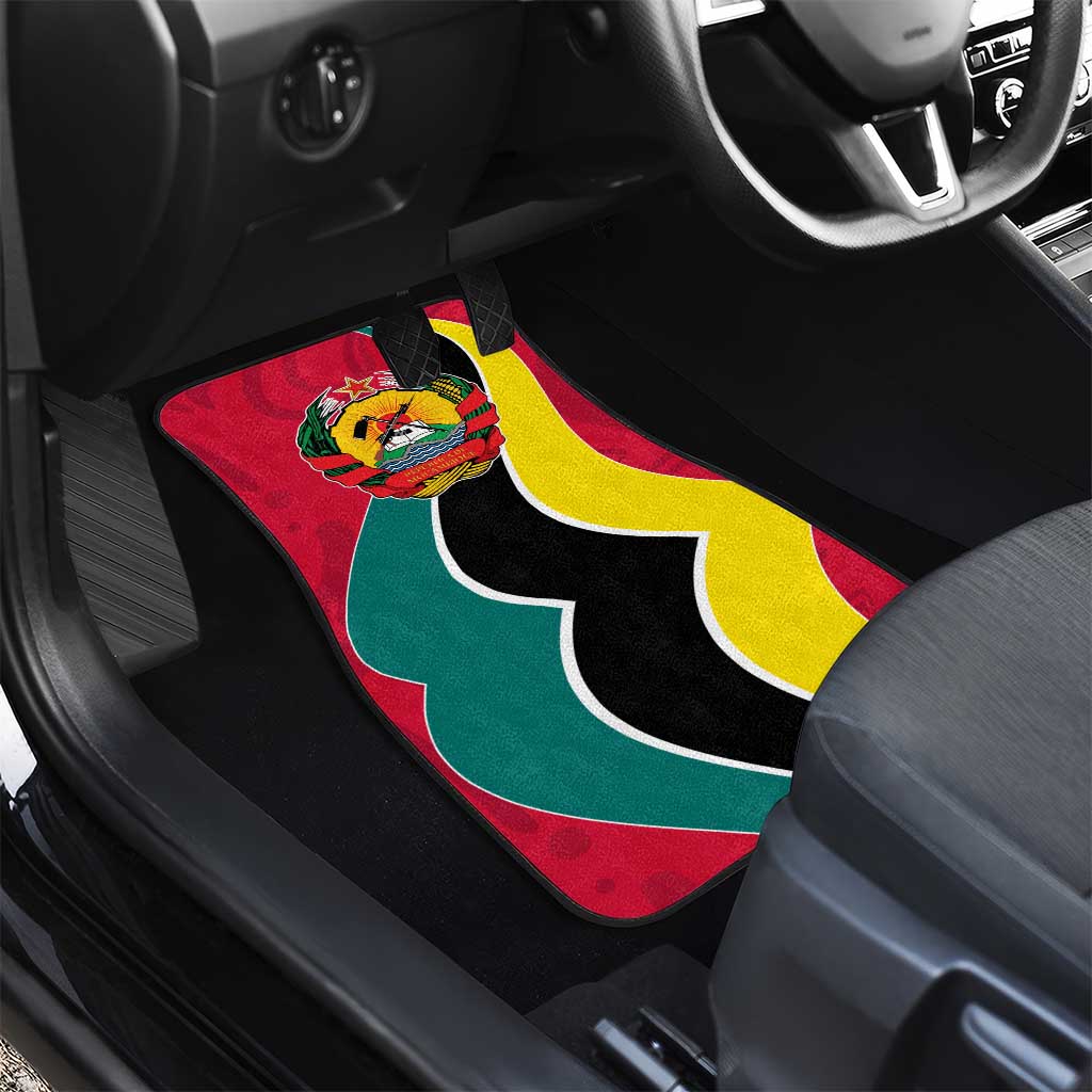 Mozambique Car Mats Red Yellow Green Wave Design - African Pride