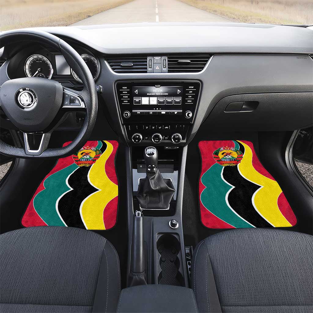 Mozambique Car Mats Red Yellow Green Wave Design - African Pride