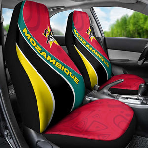 Mozambique Car Seat Cover Red Yellow Green Wave Design - African Pride