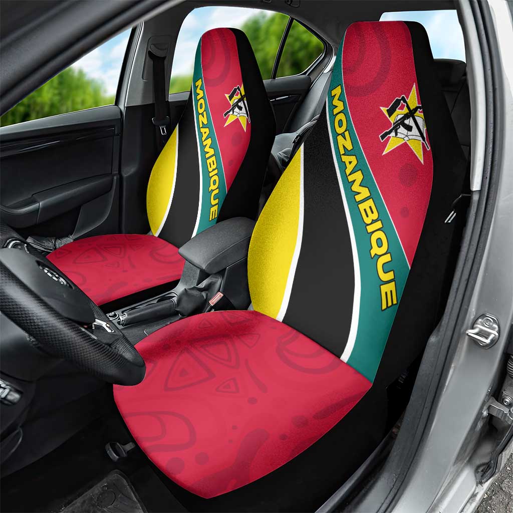 Mozambique Car Seat Cover Red Yellow Green Wave Design - African Pride