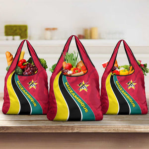 Mozambique Grocery Bag Red Yellow Green Wave Design - African Pride