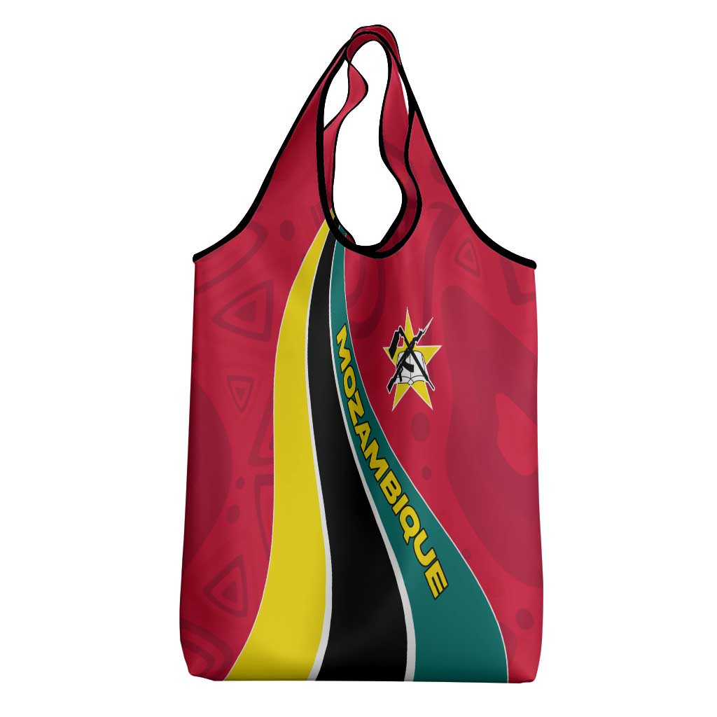 Mozambique Grocery Bag Red Yellow Green Wave Design - African Pride