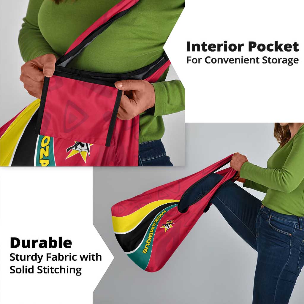 Mozambique Grocery Bag Red Yellow Green Wave Design - African Pride