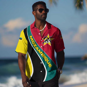 Mozambique Hawaiian Shirt Red Yellow Green Wave Design - African Pride