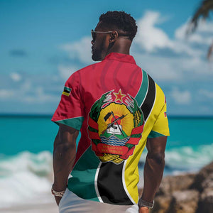 Mozambique Hawaiian Shirt Red Yellow Green Wave Design - African Pride