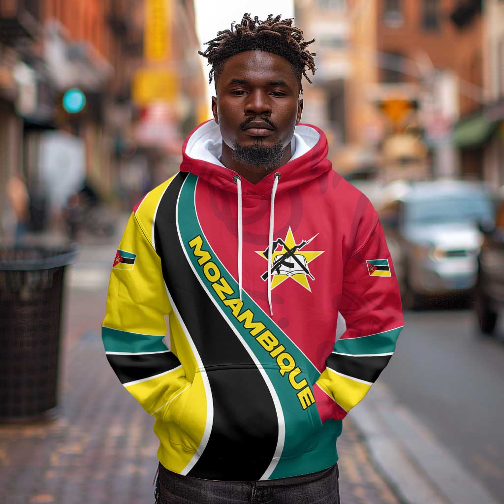Mozambique Hoodie Red Yellow Green Wave Design - African Pride