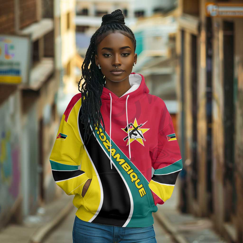 Mozambique Hoodie Red Yellow Green Wave Design - African Pride