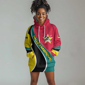 Mozambique Hoodie Dress Red Yellow Green Wave Design - African Pride