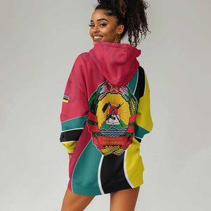 Mozambique Hoodie Dress Red Yellow Green Wave Design - African Pride