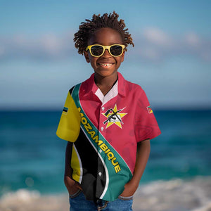 Mozambique Kid Hawaiian Shirt Red Yellow Green Wave Design - African Pride
