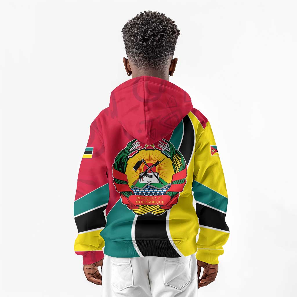 Mozambique Kid Hoodie Red Yellow Green Wave Design - African Pride