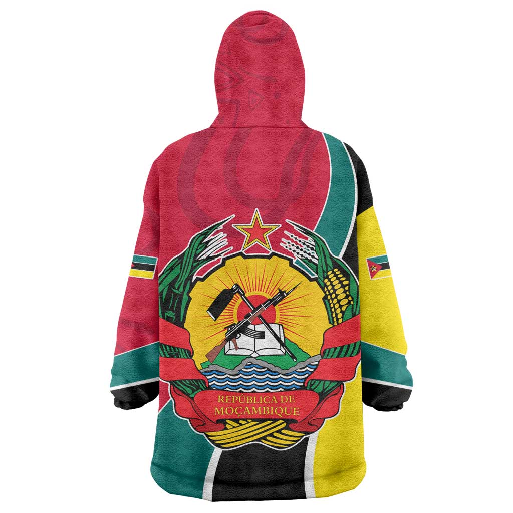Mozambique Kid Wearable Blanket Hoodie Red Yellow Green Wave Design - African Pride