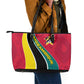 Mozambique Leather Tote Bag Red Yellow Green Wave Design - African Pride