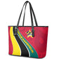 Mozambique Leather Tote Bag Red Yellow Green Wave Design - African Pride