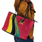 Mozambique Leather Tote Bag Red Yellow Green Wave Design - African Pride