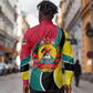 Mozambique Long Sleeve Button Shirt Red Yellow Green Wave Design - African Pride