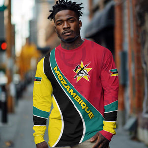 Mozambique Long Sleeve Shirt Red Yellow Green Wave Design - African Pride