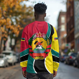 Mozambique Long Sleeve Shirt Red Yellow Green Wave Design - African Pride