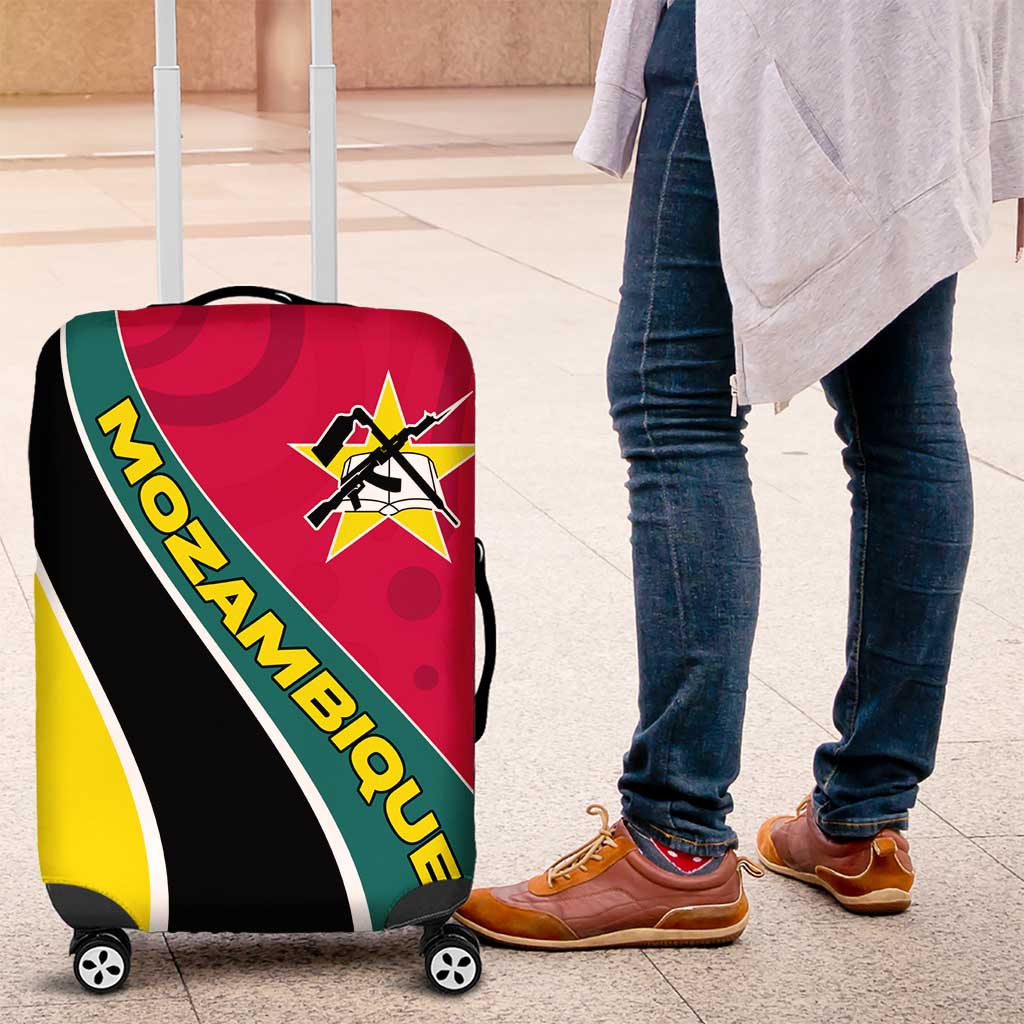 Mozambique Luggage Cover Red Yellow Green Wave Design - African Pride