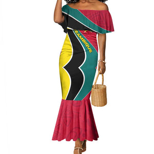 Mozambique Mermaid Dress Red Yellow Green Wave Design - African Pride