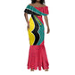 Mozambique Mermaid Dress Red Yellow Green Wave Design - African Pride