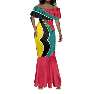 Mozambique Mermaid Dress Red Yellow Green Wave Design - African Pride
