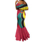 Mozambique Mermaid Dress Red Yellow Green Wave Design - African Pride