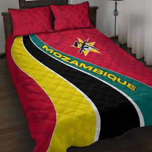 Mozambique Quilt Bed Set Red Yellow Green Wave Design - African Pride