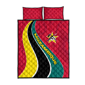 Mozambique Quilt Bed Set Red Yellow Green Wave Design - African Pride
