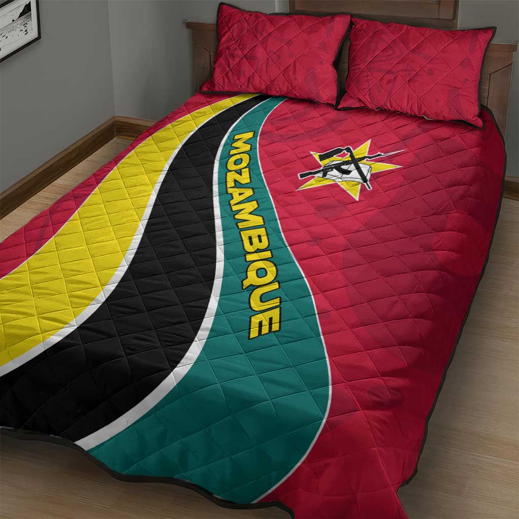 Mozambique Quilt Bed Set Red Yellow Green Wave Design - African Pride