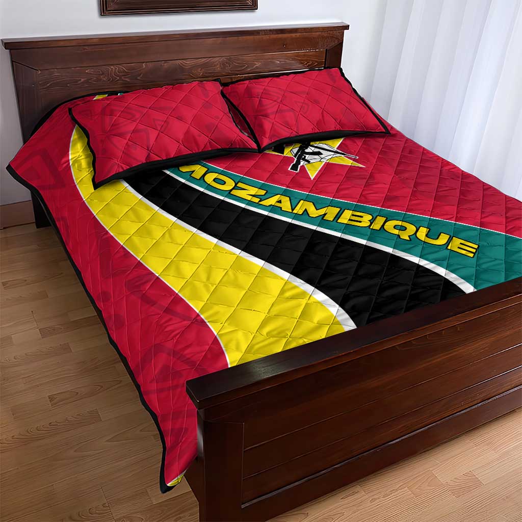 Mozambique Quilt Bed Set Red Yellow Green Wave Design - African Pride