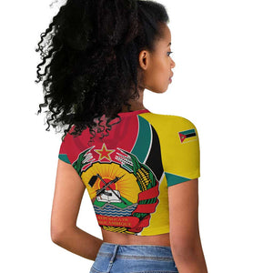 Mozambique Raglan Cropped T shirt Red Yellow Green Wave Design - African Pride