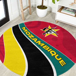 Mozambique Round Carpet Red Yellow Green Wave Design - African Pride