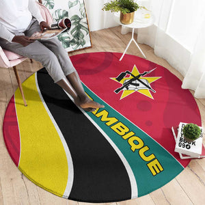 Mozambique Round Carpet Red Yellow Green Wave Design - African Pride