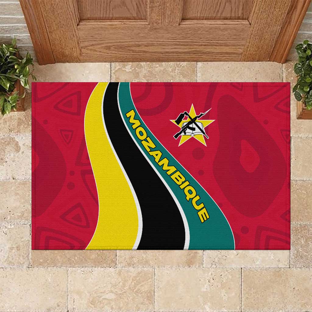 Mozambique Rubber Doormat Red Yellow Green Wave Design - African Pride