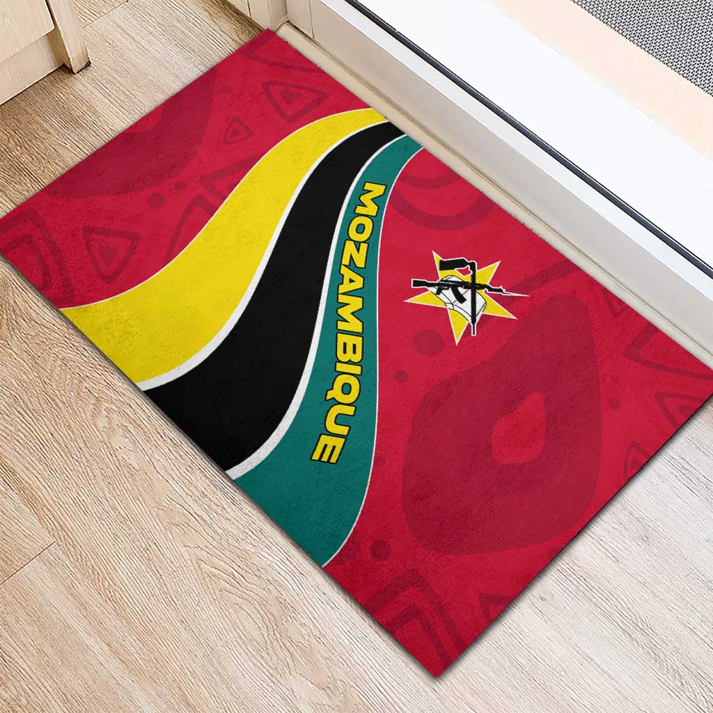 Mozambique Rubber Doormat Red Yellow Green Wave Design - African Pride