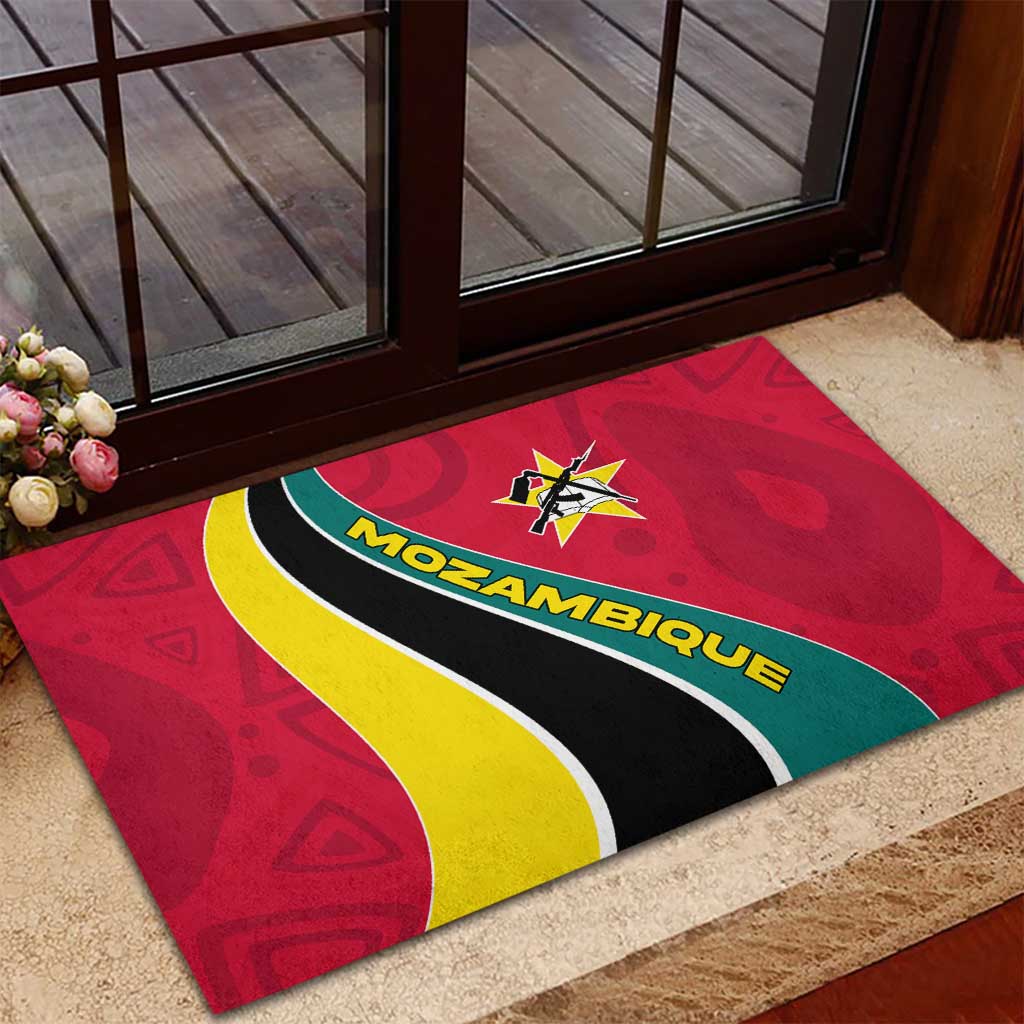 Mozambique Rubber Doormat Red Yellow Green Wave Design - African Pride