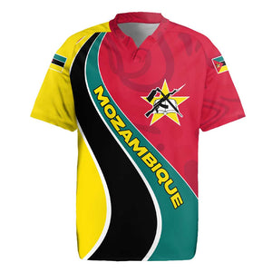 Mozambique Rugby Jersey Red Yellow Green Wave Design - African Pride