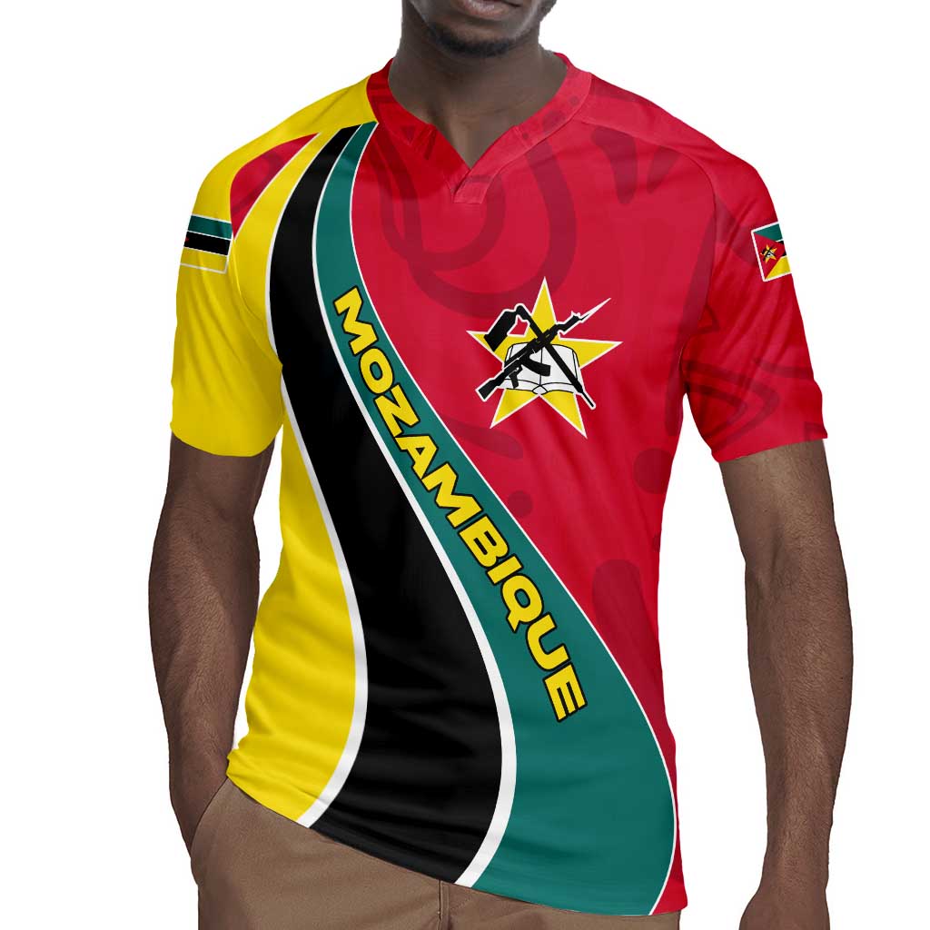 Mozambique Rugby Jersey Red Yellow Green Wave Design - African Pride