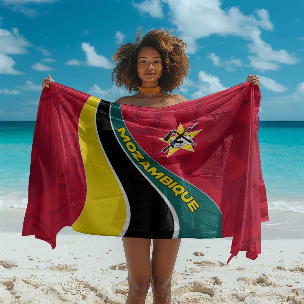 Mozambique Sarong Red Yellow Green Wave Design - African Pride