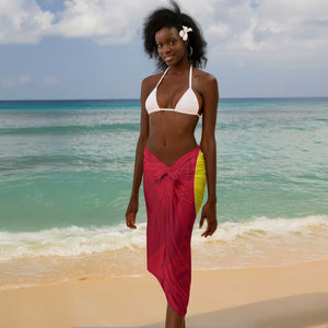 Mozambique Sarong Red Yellow Green Wave Design - African Pride