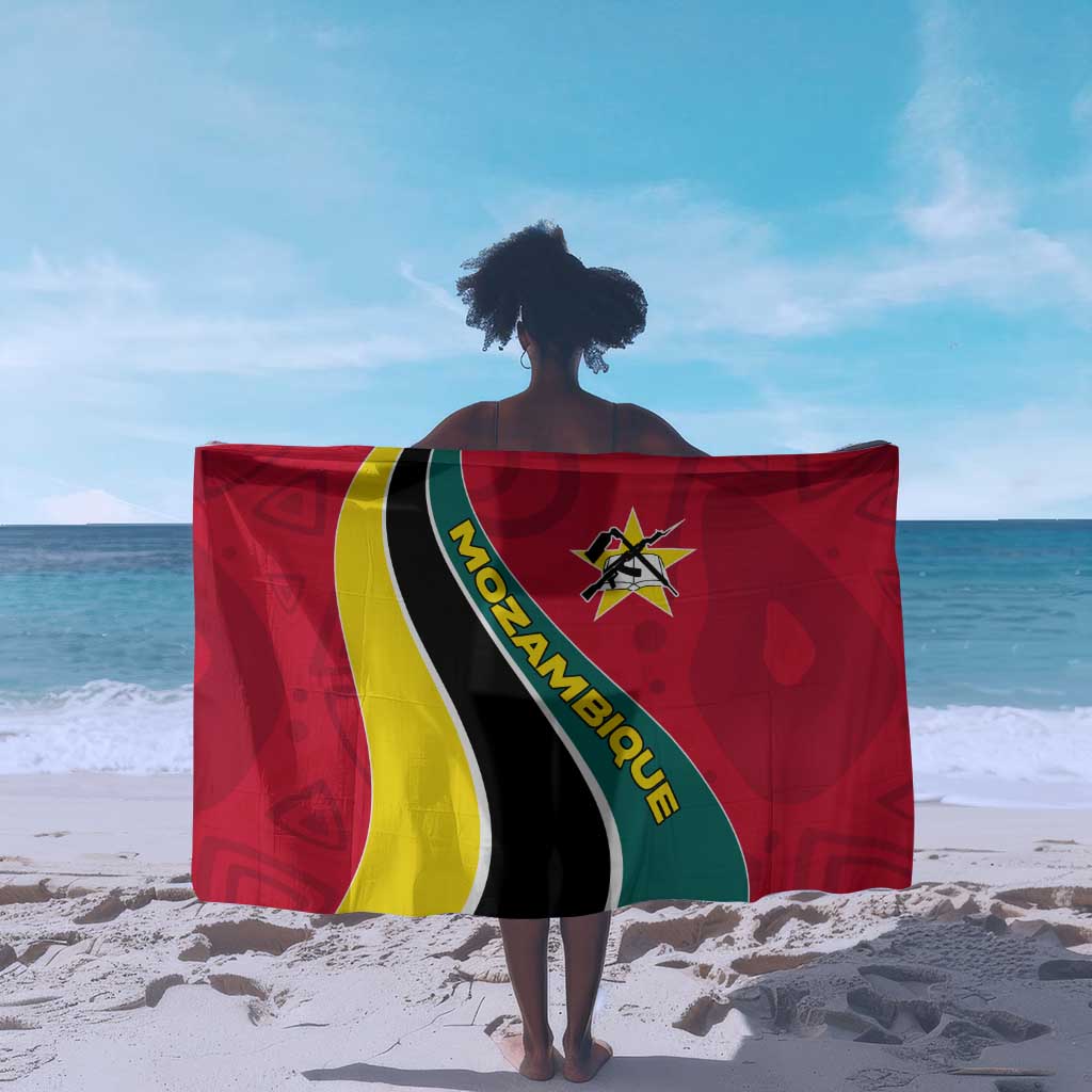 Mozambique Sarong Red Yellow Green Wave Design - African Pride