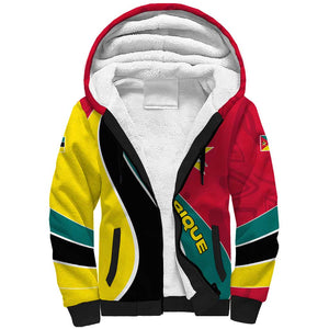 Mozambique Sherpa Hoodie Red Yellow Green Wave Design - African Pride