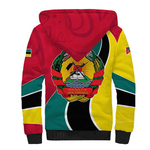Mozambique Sherpa Hoodie Red Yellow Green Wave Design - African Pride