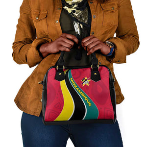 Mozambique Shoulder Handbag Red Yellow Green Wave Design - African Pride