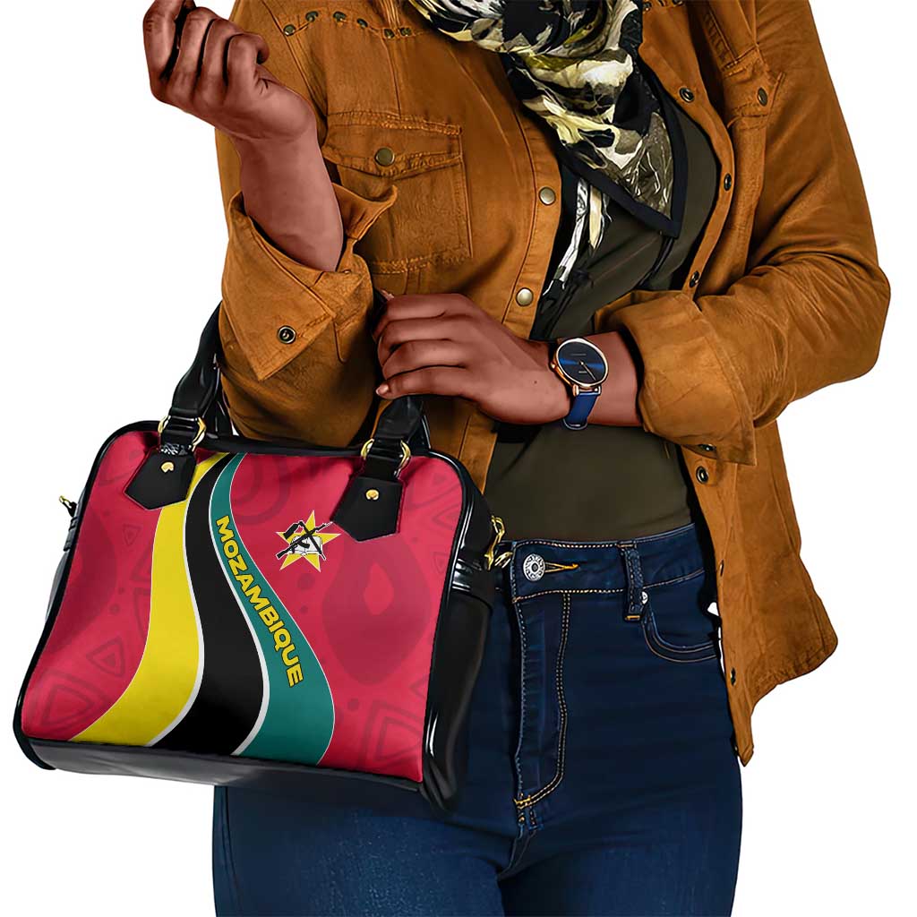 Mozambique Shoulder Handbag Red Yellow Green Wave Design - African Pride