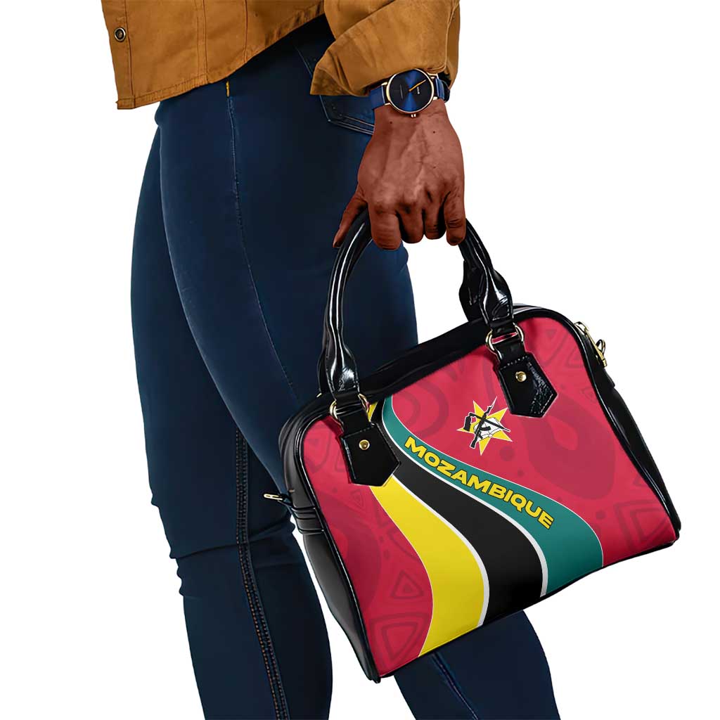 Mozambique Shoulder Handbag Red Yellow Green Wave Design - African Pride