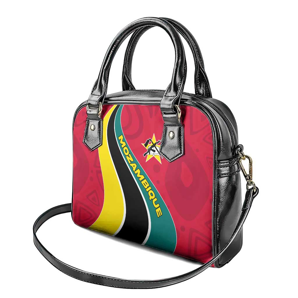 Mozambique Shoulder Handbag Red Yellow Green Wave Design - African Pride