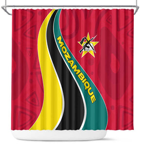 Mozambique Shower Curtain Red Yellow Green Wave Design - African Pride